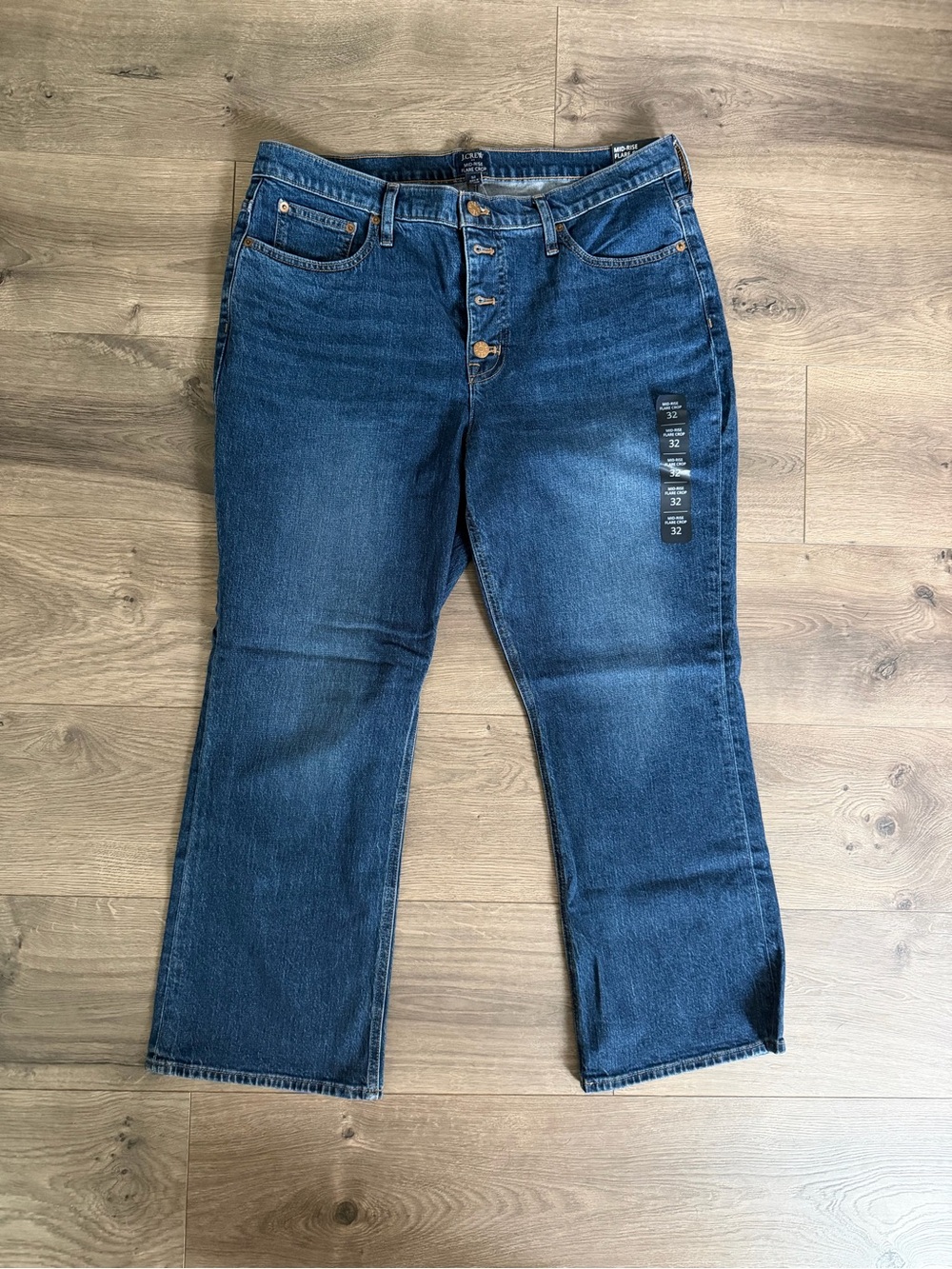 J. Crew Indigo Mid-Rise Flare Crop Jeans
